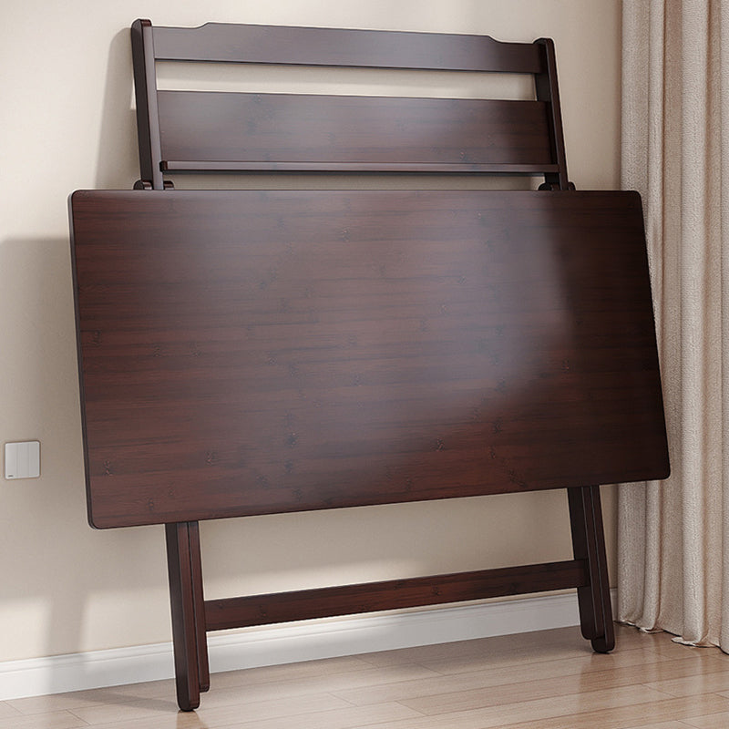 Traditional Chinese Bamboo Rectangular Foldable Study Desk 1-Tier Folding Writing Table For Living Room