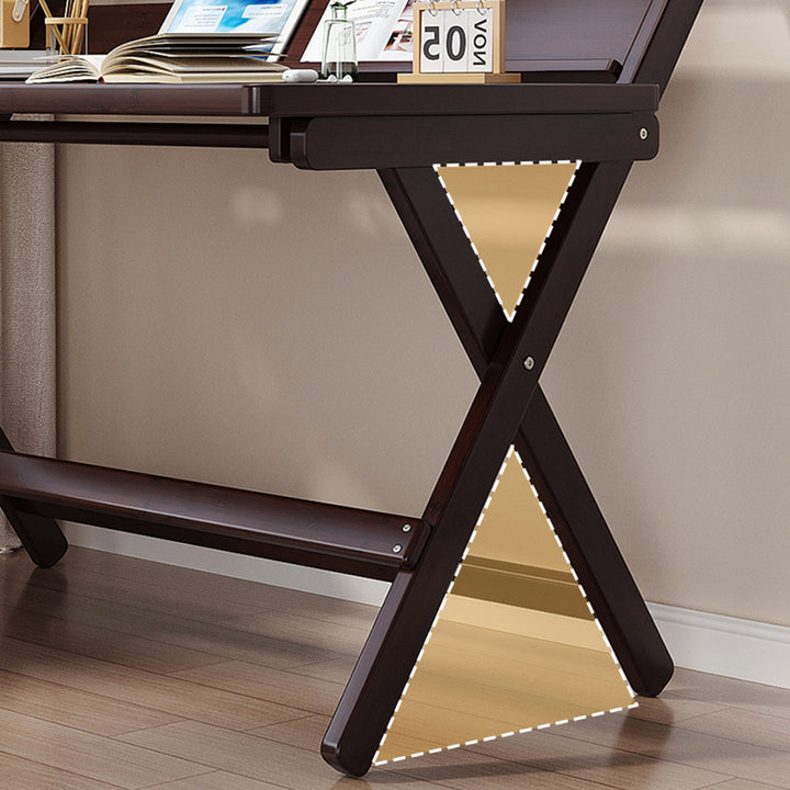 Traditional Chinese Bamboo Rectangular Foldable Study Desk 1-Tier Folding Writing Table For Living Room