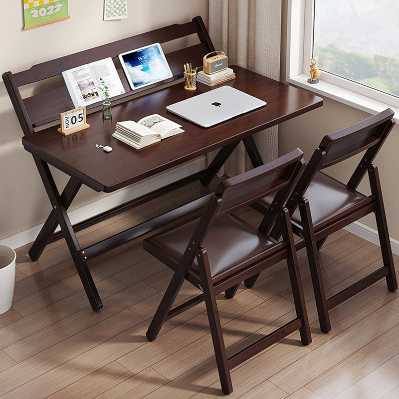 Traditional Chinese Bamboo Rectangular Foldable Study Desk 1-Tier Folding Writing Table For Living Room