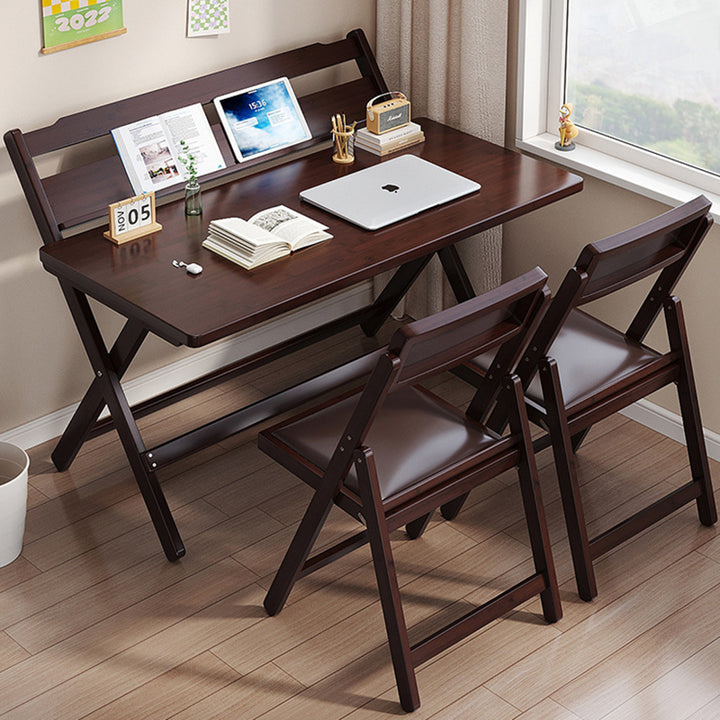 Traditional Chinese Bamboo Rectangular Foldable Study Desk 1-Tier Folding Writing Table For Living Room