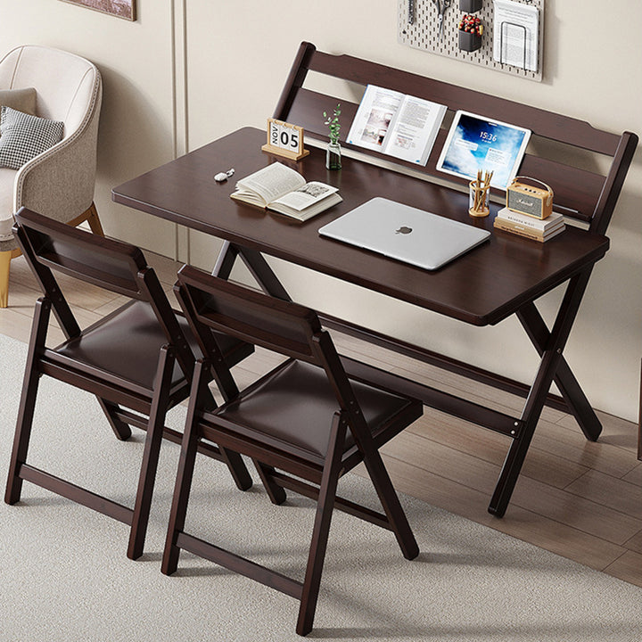 Traditional Chinese Bamboo Rectangular Foldable Study Desk 1-Tier Folding Writing Table For Living Room