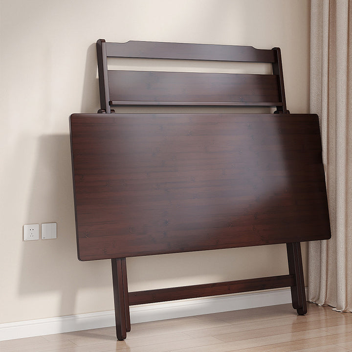 Traditional Chinese Bamboo Rectangular Foldable Study Desk 1-Tier Folding Writing Table For Living Room