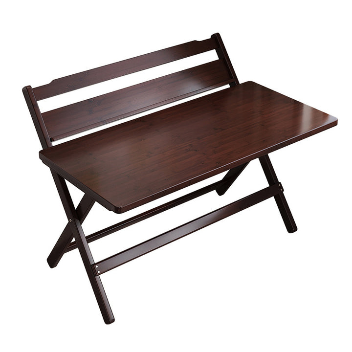 Traditional Chinese Bamboo Rectangular Foldable Study Desk 1-Tier Folding Writing Table For Living Room