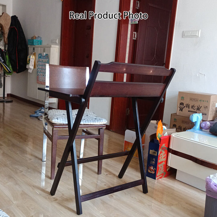 Traditional Chinese Bamboo Rectangular Foldable Study Desk 1-Tier Folding Writing Table For Living Room