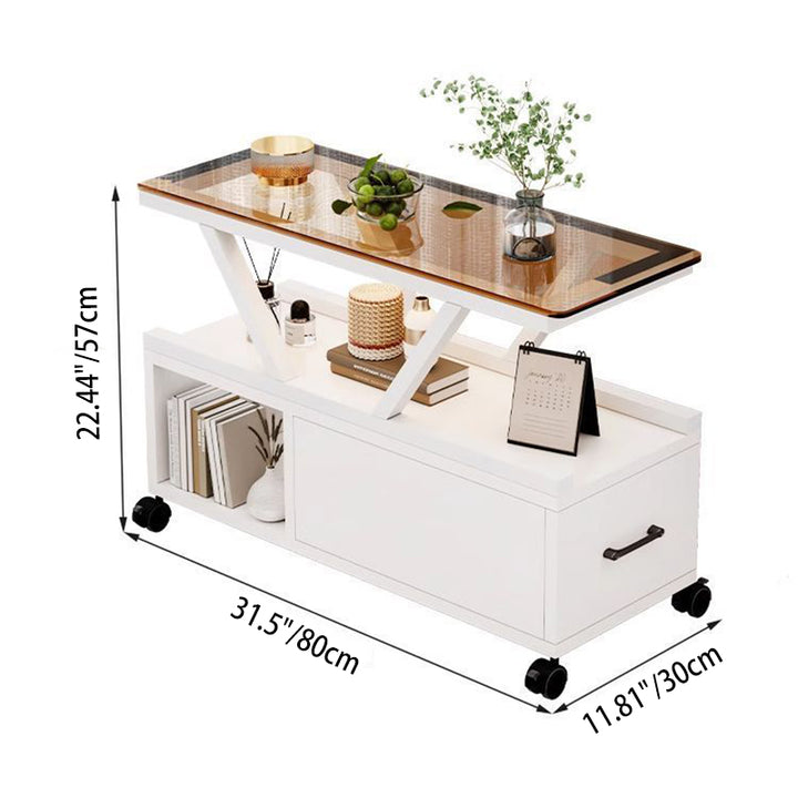 Table basse rectangulaire mobile à 3 niveaux en verre créatif contemporain et écologique pour salon 