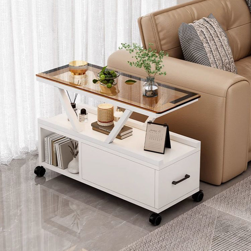 Table basse rectangulaire mobile à 3 niveaux en verre créatif contemporain et écologique pour salon 