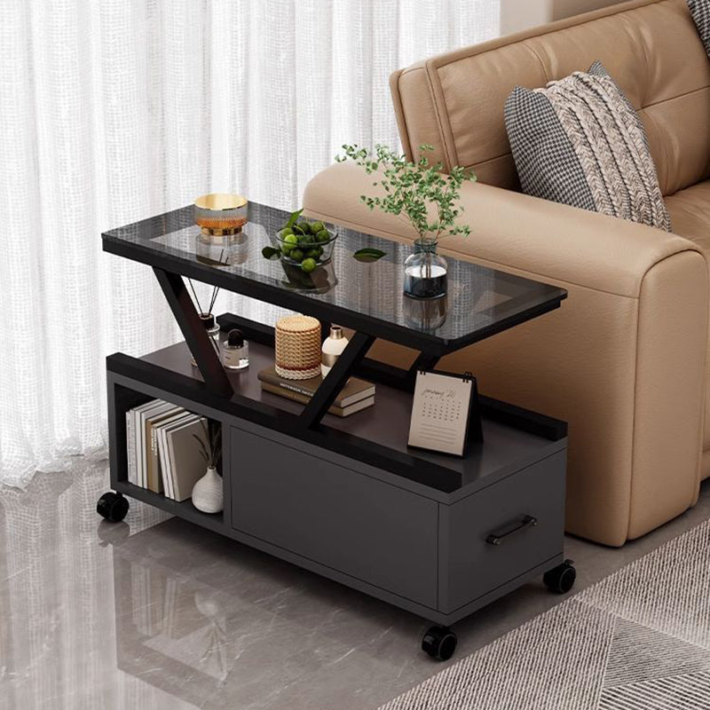 Table basse rectangulaire mobile à 3 niveaux en verre créatif contemporain et écologique pour salon 
