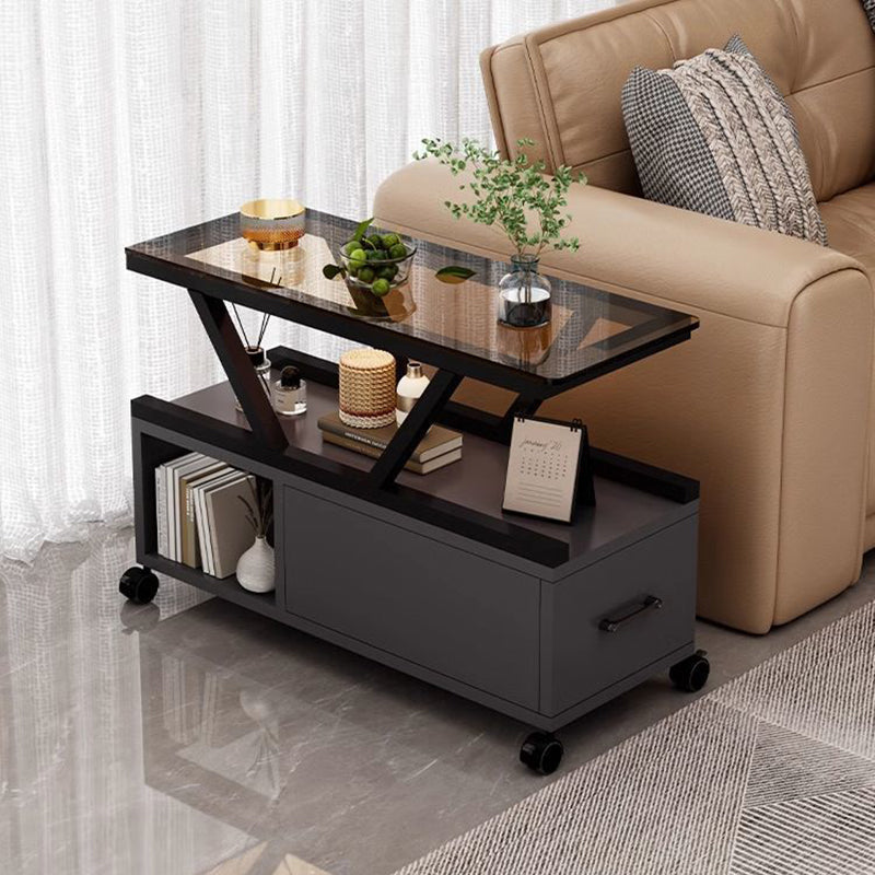 Table basse rectangulaire mobile à 3 niveaux en verre créatif contemporain et écologique pour salon 