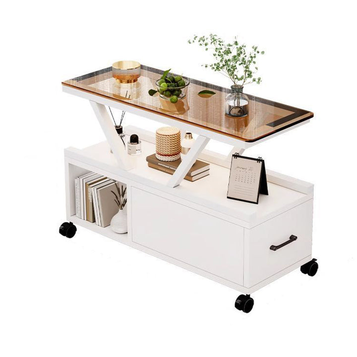 Table basse rectangulaire mobile à 3 niveaux en verre créatif contemporain et écologique pour salon 