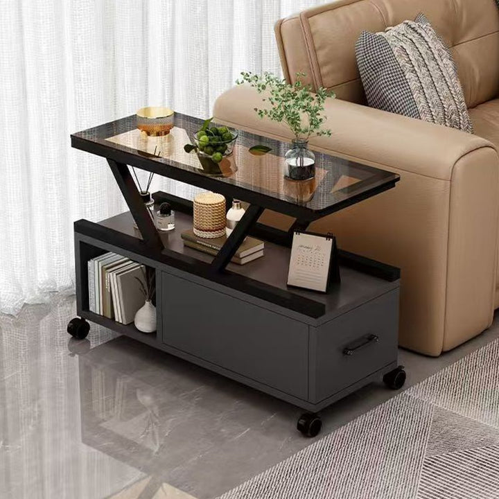 Table basse rectangulaire mobile à 3 niveaux en verre créatif contemporain et écologique pour salon 
