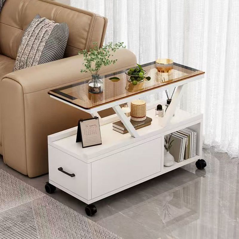 Table basse rectangulaire mobile à 3 niveaux en verre créatif contemporain et écologique pour salon 