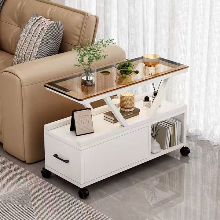 Table basse rectangulaire mobile à 3 niveaux en verre créatif contemporain et écologique pour salon 