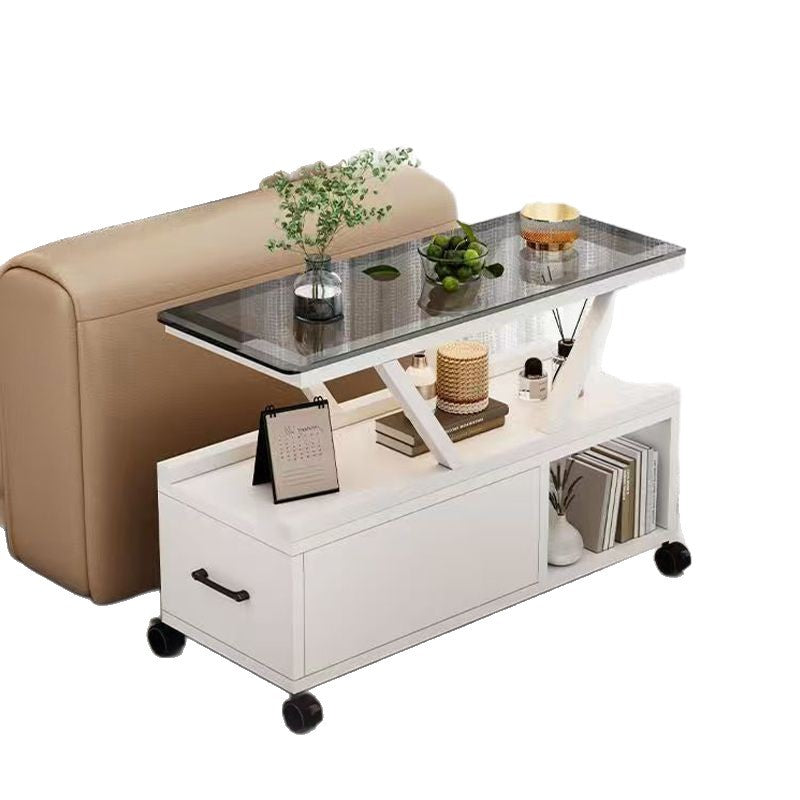 Table basse rectangulaire mobile à 3 niveaux en verre créatif contemporain et écologique pour salon 