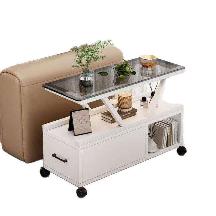 Table basse rectangulaire mobile à 3 niveaux en verre créatif contemporain et écologique pour salon 