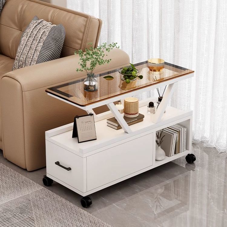 Table basse rectangulaire mobile à 3 niveaux en verre créatif contemporain et écologique pour salon 