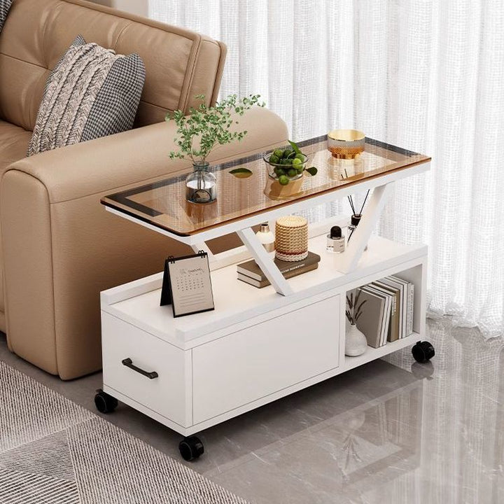 Table basse rectangulaire mobile à 3 niveaux en verre créatif contemporain et écologique pour salon 