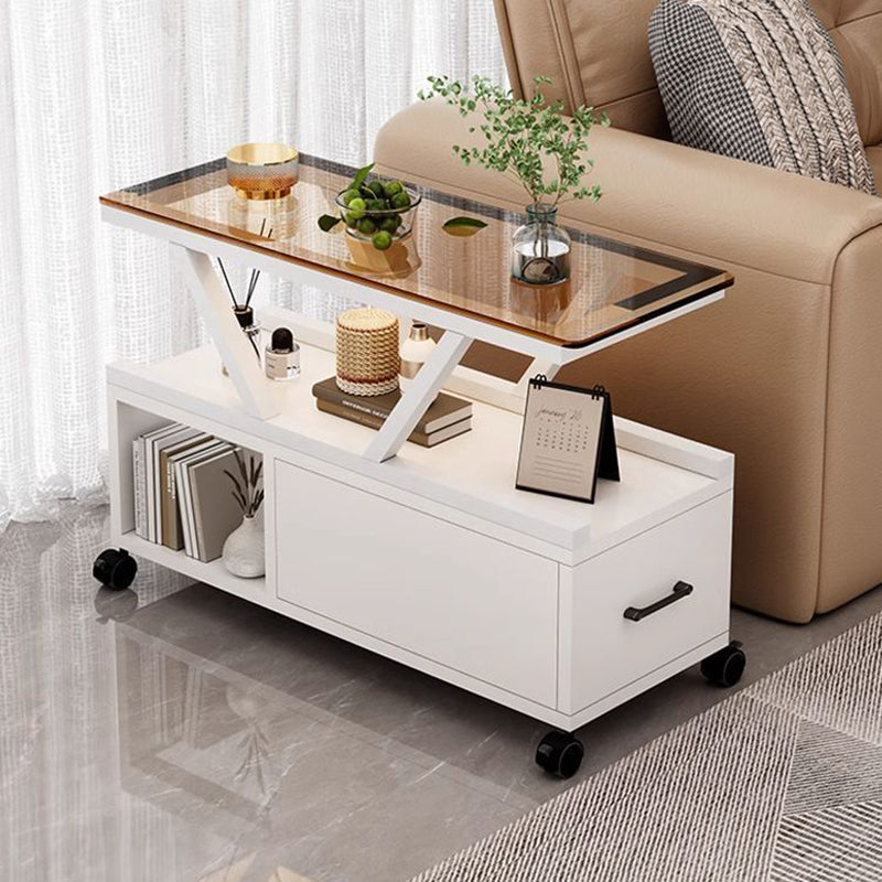 Table basse rectangulaire mobile à 3 niveaux en verre créatif contemporain et écologique pour salon 