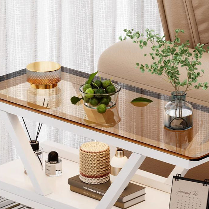 Table basse rectangulaire mobile à 3 niveaux en verre créatif contemporain et écologique pour salon 