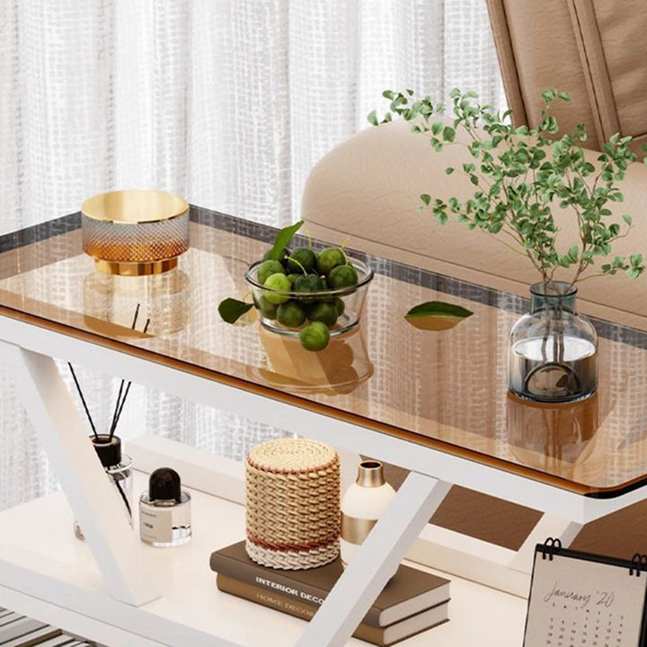 Table basse rectangulaire mobile à 3 niveaux en verre créatif contemporain et écologique pour salon 