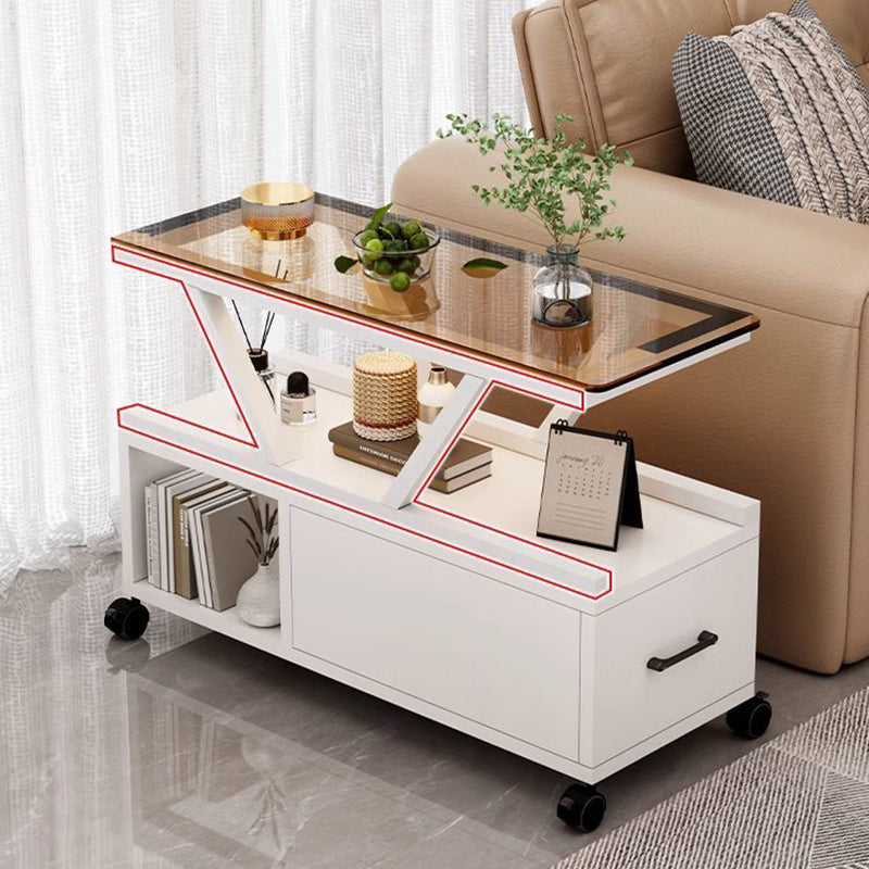 Table basse rectangulaire mobile à 3 niveaux en verre créatif contemporain et écologique pour salon 