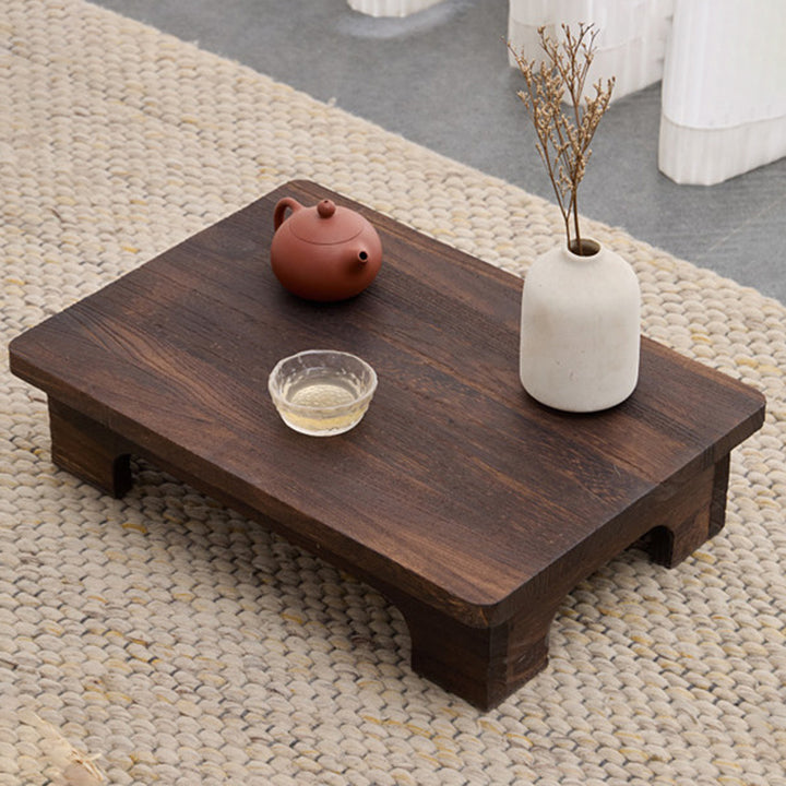 Traditional Japanese Rectangular Paulownia Wood Coffee Table For Living Room