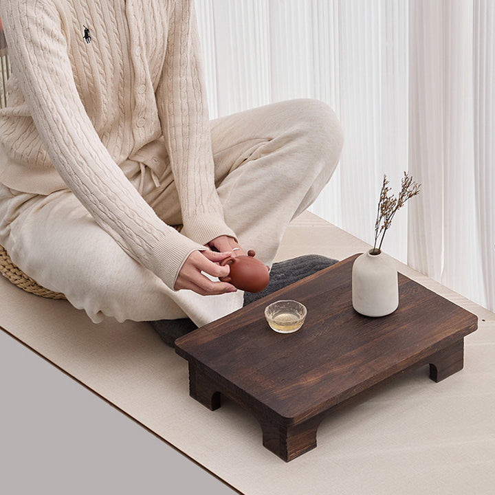 Traditional Japanese Rectangular Paulownia Wood Coffee Table For Living Room