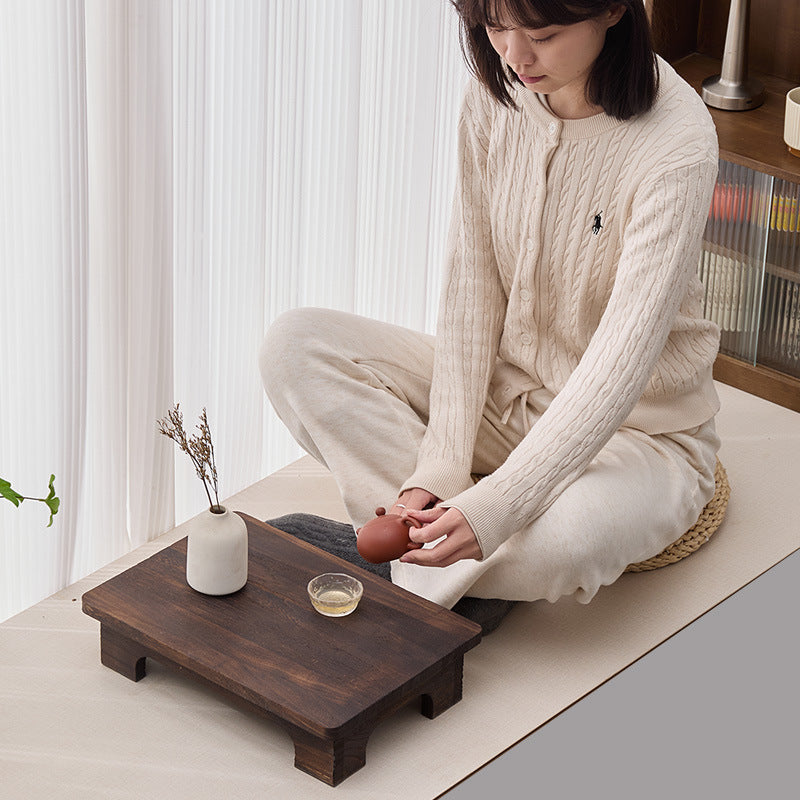Traditional Japanese Rectangular Paulownia Wood Coffee Table For Living Room