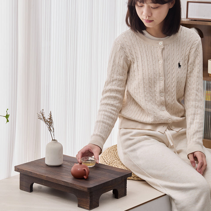 Traditional Japanese Rectangular Paulownia Wood Coffee Table For Living Room