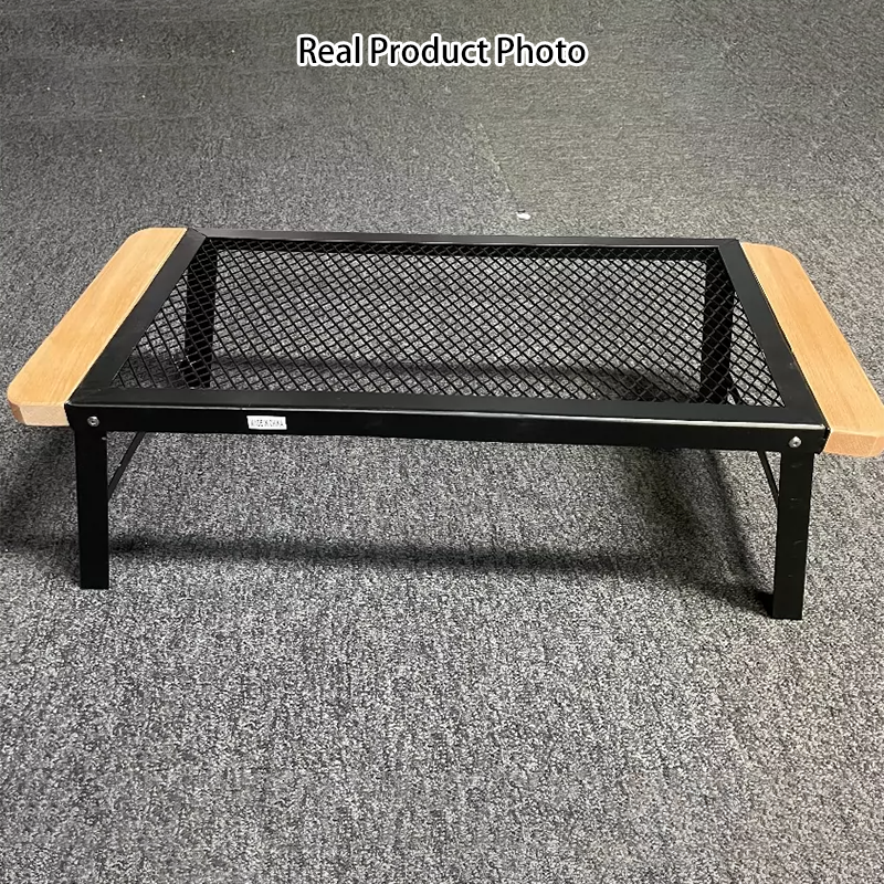 Modern Minimalist Rectangular Iron Basswood Folding Table Portable For Outdoor