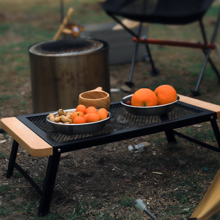 Modern Minimalist Rectangular Iron Basswood Folding Table Portable For Outdoor