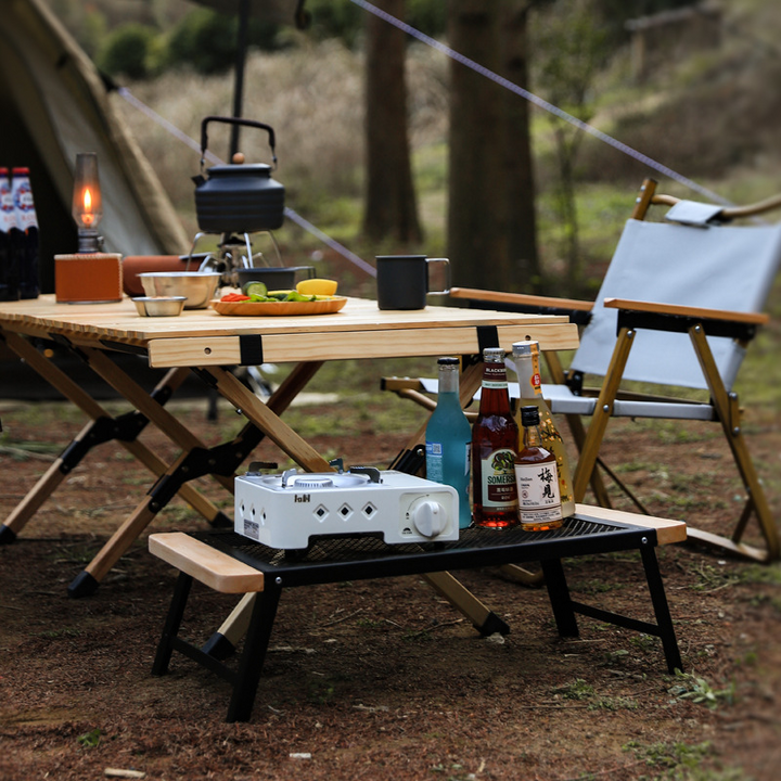 Modern Minimalist Rectangular Iron Basswood Folding Table Portable For Outdoor