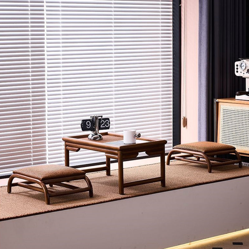 Traditional Japanese Rectangular Bamboo Coffee Table For Living Room