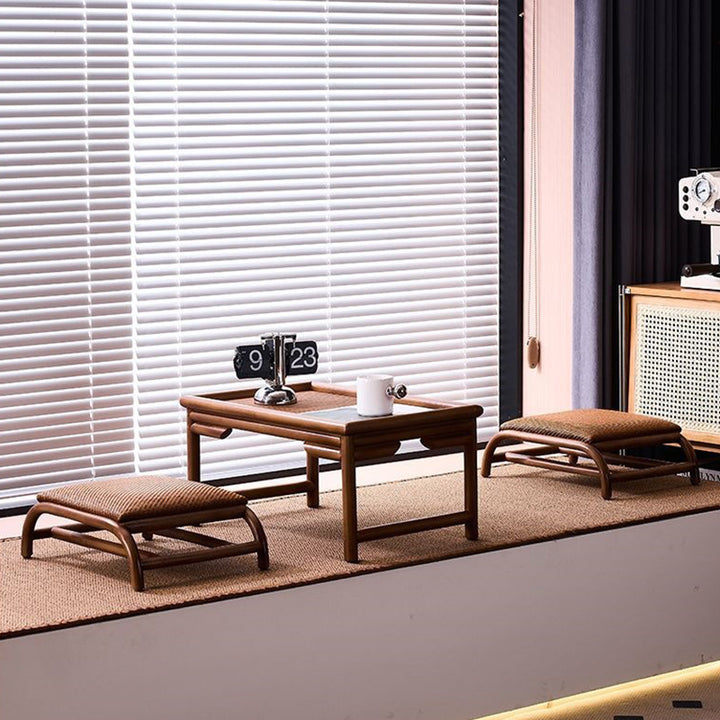 Traditional Japanese Rectangular Bamboo Coffee Table For Living Room