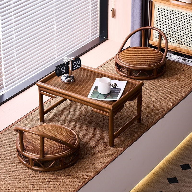 Traditional Japanese Rectangular Bamboo Coffee Table For Living Room