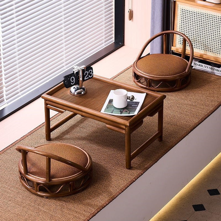 Traditional Japanese Rectangular Bamboo Coffee Table For Living Room
