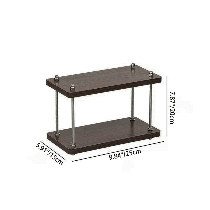 Modern Minimalist Rectangular MDF & Metal Storage Shelf 2/3-Tier For Living Room