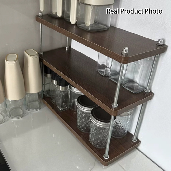 Modern Minimalist Rectangular MDF &amp; Metal Storage Shelf 2/3-Tier For Living Room