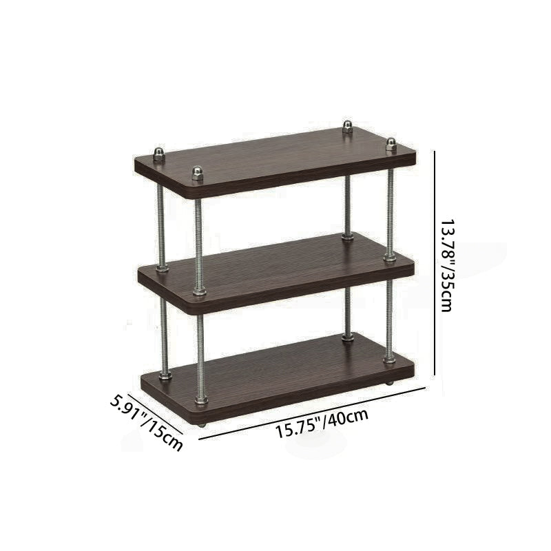 Modern Minimalist Rectangular MDF &amp; Metal Storage Shelf 2/3-Tier For Living Room