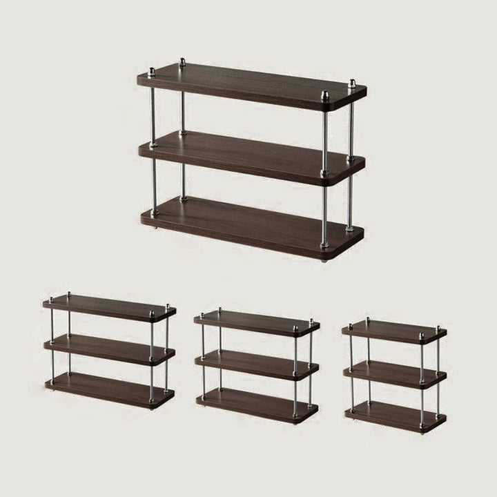 Modern Minimalist Rectangular MDF &amp; Metal Storage Shelf 2/3-Tier For Living Room
