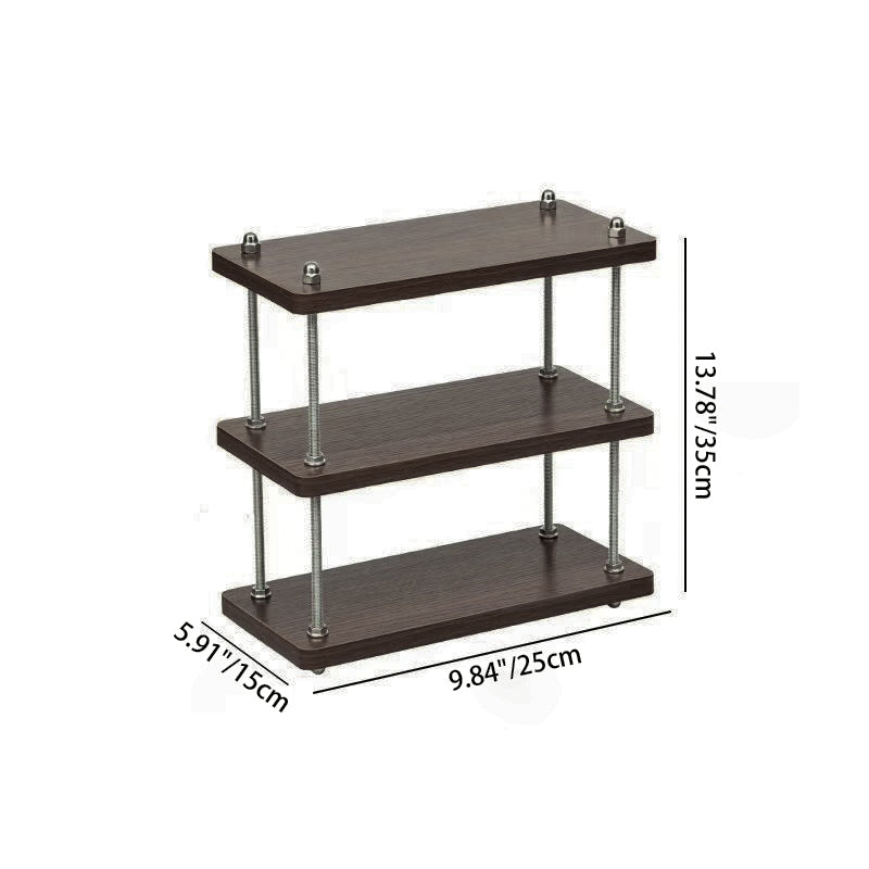 Modern Minimalist Rectangular MDF &amp; Metal Storage Shelf 2/3-Tier For Living Room