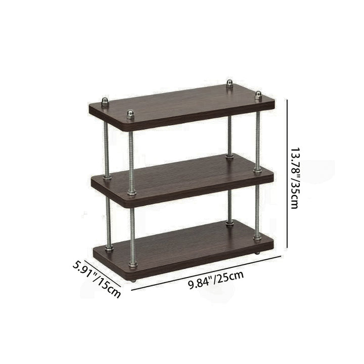 Modern Minimalist Rectangular MDF &amp; Metal Storage Shelf 2/3-Tier For Living Room