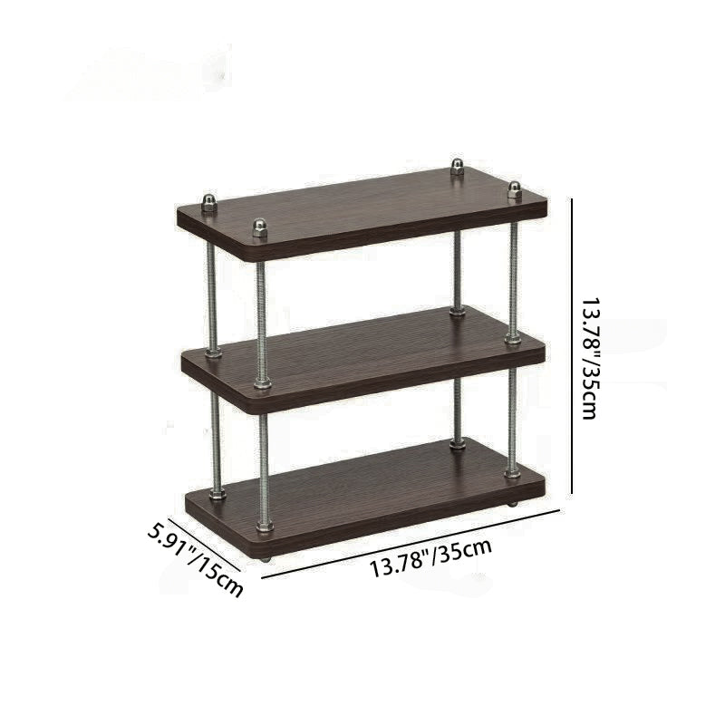 Modern Minimalist Rectangular MDF &amp; Metal Storage Shelf 2/3-Tier For Living Room