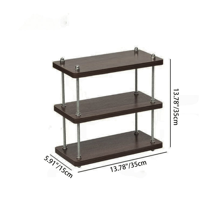 Modern Minimalist Rectangular MDF &amp; Metal Storage Shelf 2/3-Tier For Living Room