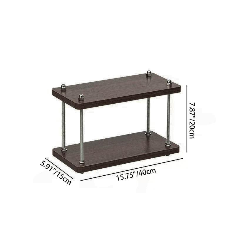 Modern Minimalist Rectangular MDF &amp; Metal Storage Shelf 2/3-Tier For Living Room