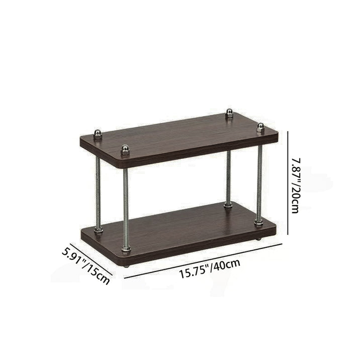 Modern Minimalist Rectangular MDF &amp; Metal Storage Shelf 2/3-Tier For Living Room
