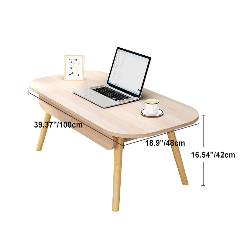 Table basse rectangulaire en bois massif à 2 tiroirs pour salon - Simplicité Moderne 