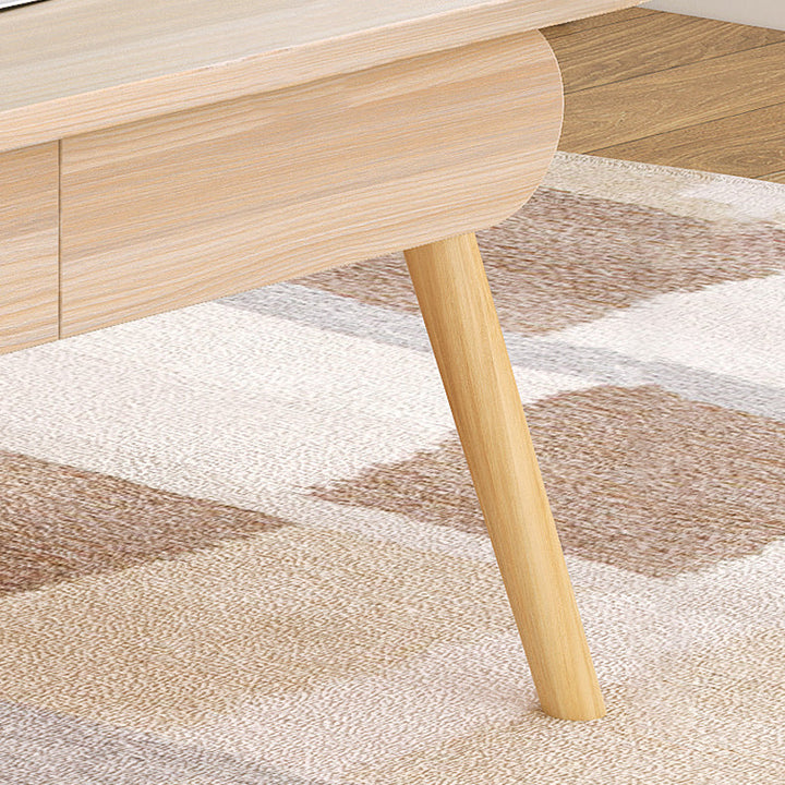 Modern Simplicity Rectangular MDF Beech Wood Coffee Table 2-Drawer For Living Room