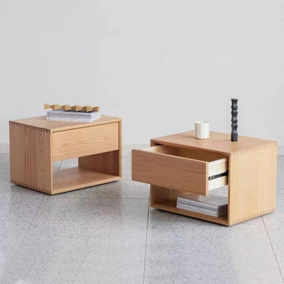 Table de nuit rectangulaire en bois nordique contemporain à 1 tiroir pour chambre 