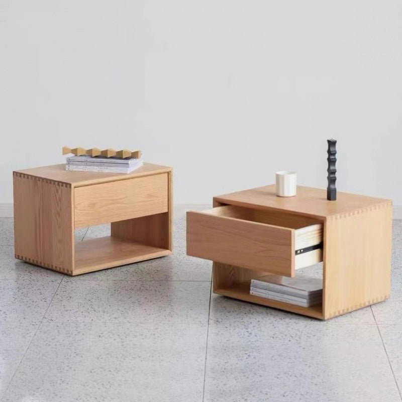 Table de nuit rectangulaire en bois nordique contemporain à 1 tiroir pour chambre 
