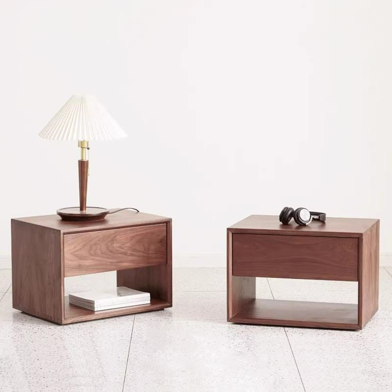 Table de nuit rectangulaire en bois nordique contemporain à 1 tiroir pour chambre 